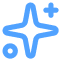 Blue sparkle icon representing innovation, highlight, or special feature